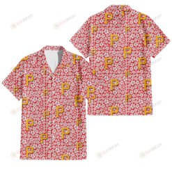 Pittsburgh Pirates Tiny White Hibiscus Pattern Red Background 3D Hawaiian Shirt