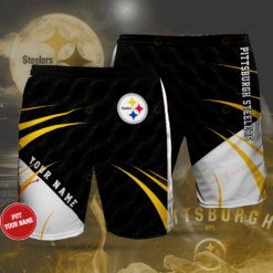 Pittsburgh Steeler Blacks White Custom Name Hawaiian Shorts Summer Shorts Men Shorts - Print Shorts