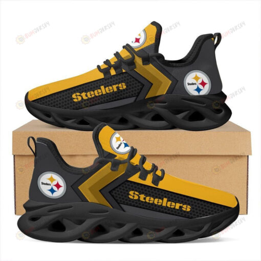 Pittsburgh Steelers 3D Max Soul Sneaker Shoes In Black Yellow