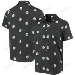 Pittsburgh Steelers Black Mini Print Logo Woven Button-Up Hawaiian Shirt