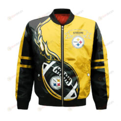 Pittsburgh Steelers Bomber Jacket 3D Printed Flame Ball Pattern