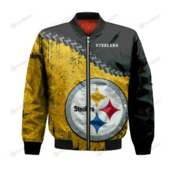 Pittsburgh Steelers Bomber Jacket 3D Printed Grunge Polynesian Tattoo