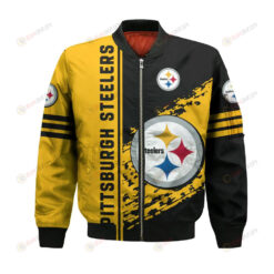 Pittsburgh Steelers Bomber Jacket 3D Printed Logo Pattern In Team Colours