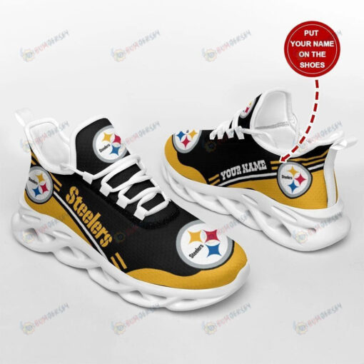 Pittsburgh Steelers Custom Name Yellow And Black 3D Max Soul Shoes Sneaker