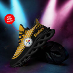 Pittsburgh Steelers Custom Name Yellow Black 3D Max Soul Sneaker Shoes