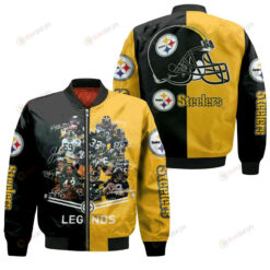 Pittsburgh Steelers Great Players Pattern Bomber Jacket - Yellow And Black