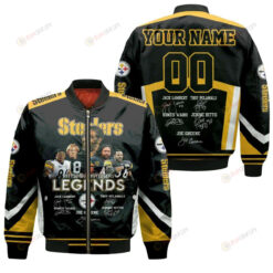 Pittsburgh Steelers Legends Pattern Personalized Bomber Jacket - Black And Yellow