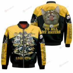 Pittsburgh Steelers Legends Team Great Player With Cat Pattern Bomber Jacket
