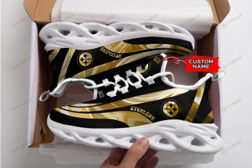 Pittsburgh Steelers Logo Color Stripe Pattern Custom Name 3D Max Soul Sneaker Shoes