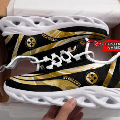 Pittsburgh Steelers Logo Color Stripe Pattern Custom Name 3D Max Soul Sneaker Shoes