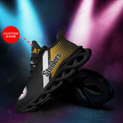 Pittsburgh Steelers Logo Custom Name 3D Max Soul Sneaker Shoes In Black Yellow