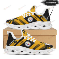 Pittsburgh Steelers Logo Custom Name Stripe 3D Max Soul Sneaker Shoes