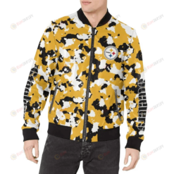 Pittsburgh Steelers Logo Painting Pattern Bomber Jacket Yellow/White