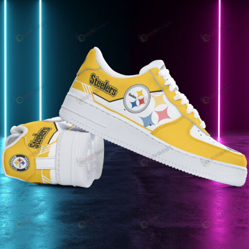 Pittsburgh Steelers Logo Pattern Air Force 1 Printed In Yellow White