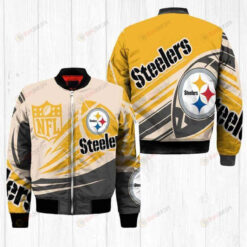 Pittsburgh Steelers Logo Pattern Bomber Jacket - Yellow