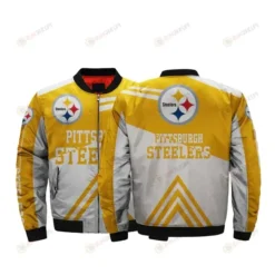 Pittsburgh Steelers Logo Pattern Bomber Jacket - Yellow