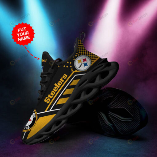 Pittsburgh Steelers Logo Pattern Custom Name 3D Max Soul Sneaker Shoes