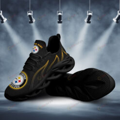 Pittsburgh Steelers Logo Pattern Custom Name 3D Max Soul Sneaker Shoes In Black