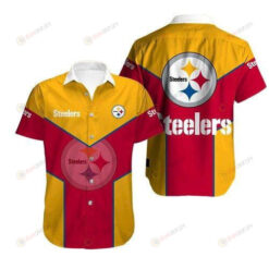 Pittsburgh Steelers Logo Pattern On Red/Yellow Hawaiian Shirt