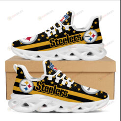 Pittsburgh Steelers Logo Stripe And Stars Pattern 3D Max Soul Sneaker Shoes