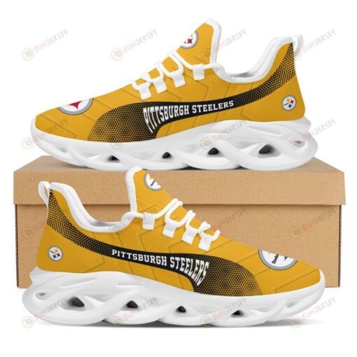 Pittsburgh Steelers Logo Stripe Pattern 3D Max Soul Sneaker Shoes In Yellow