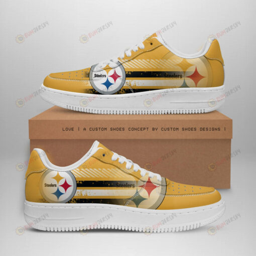 Pittsburgh Steelers Logo Stripe Pattern Air Force 1 Printed In Yellow