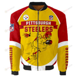 Pittsburgh Steelers Players Running Pattern Bomber Jacket - Yellow And Red