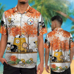 Pittsburgh Steelers Snoopy Autumn Curved Hawaiian Shirt Short Sleeve