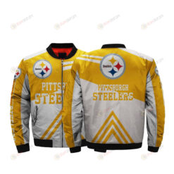 Pittsburgh Steelers Team Logo Pattern Bomber Jacket - Yellow