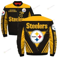 Pittsburgh Steelers Team Logo Pattern Bomber Jacket - Yellow