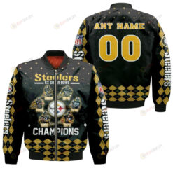 Pittsburgh Steelers With Custom Name Number Bomber Jacket - Black And Yellow