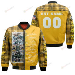 Pittsburgh Steelers With Custom Name Number Bomber Jacket - Yellow