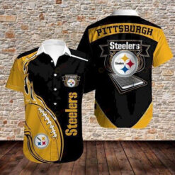 Pittsburgh Steelers Yellow Black Curved Hawaiian Shirt