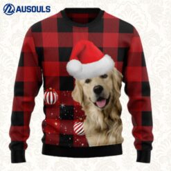 Plaid Pattern Golden Retriever Ugly Sweaters For Men Women Unisex