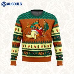 Pokemon Eating Candy Cane Charizard Ugly Sweaters For Men Women Unisex