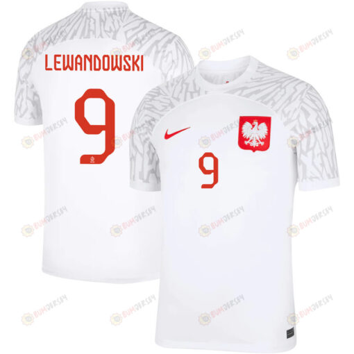 Poland National Team 2022-23 Qatar World Cup Robert Lewandowski 9 Home Men Jersey - White