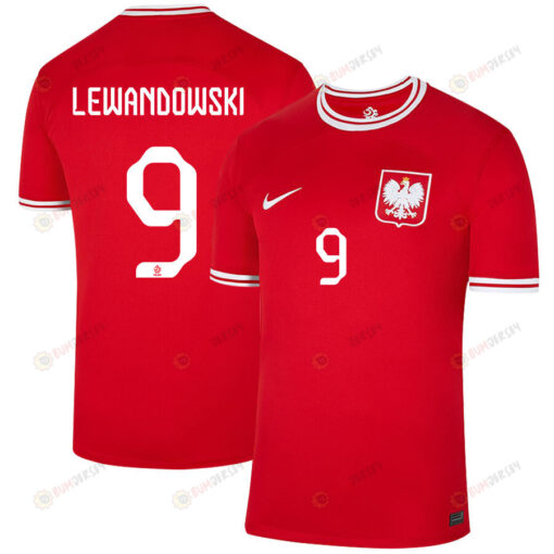 Poland National Team Qatar World Cup 2022-23 Away Youth Jersey - Robert Lewandowski 9