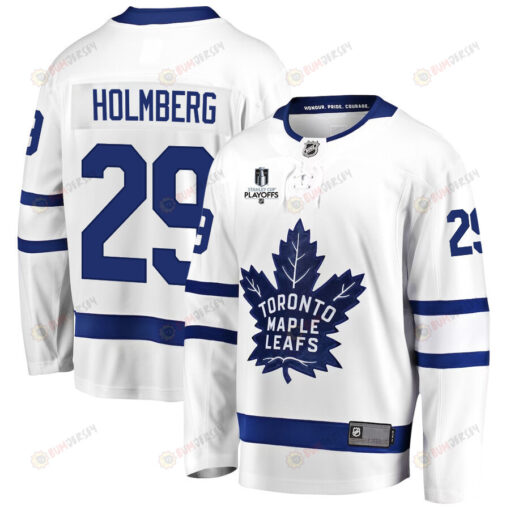 Pontus Holmberg 29 Toronto Maple Leafs Stanley Cup 2023 Playoffs Patch Away Breakaway Men Jersey - White