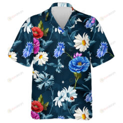 Poppy Flowers Chamomile Branch With Ladybug Pattern Hawaiian Shirt