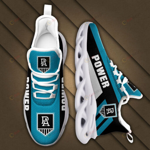 Port Adelaide Power Logo Black Stripe Pattern 3D Max Soul Sneaker Shoes In Teal