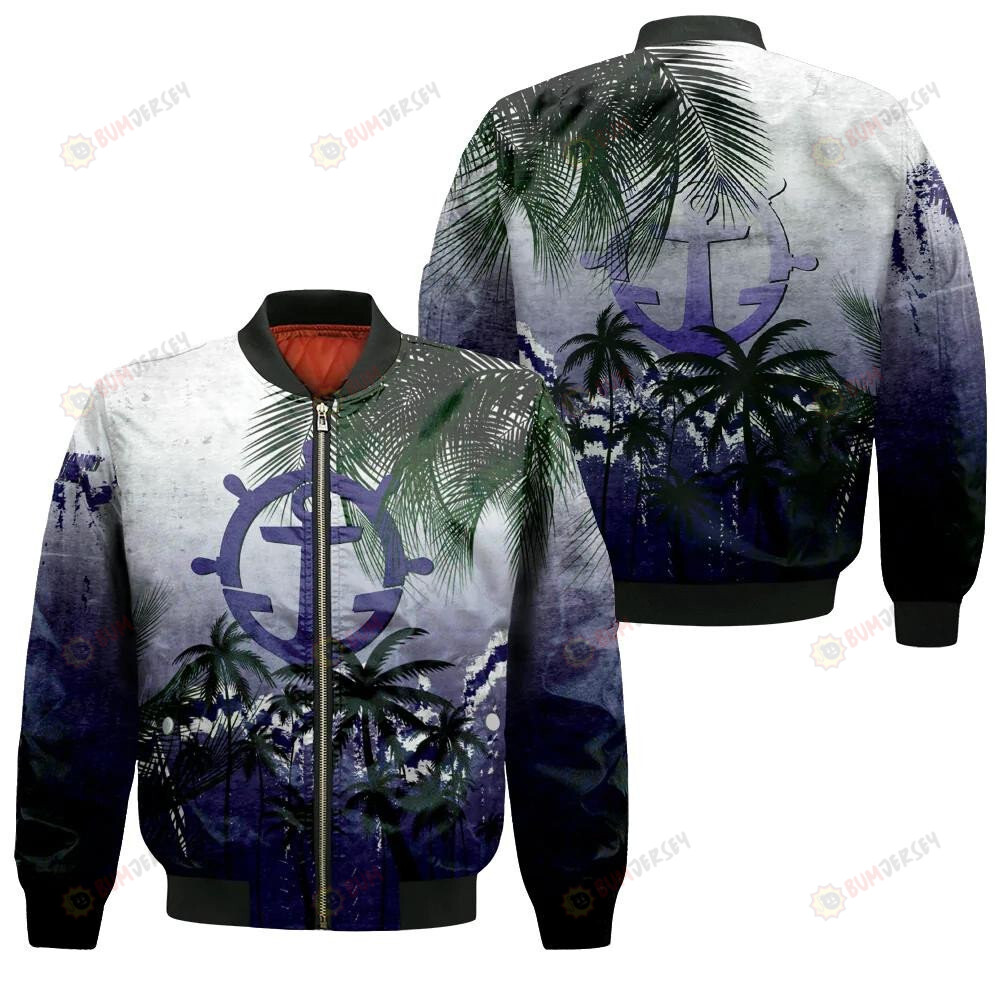 Portland Pilots Bomber Jacket 3D Printed Coconut Tree Tropical Grunge