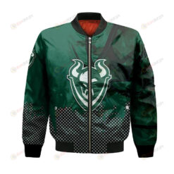 Portland State Vikings Bomber Jacket 3D Printed Basketball Net Grunge Pattern