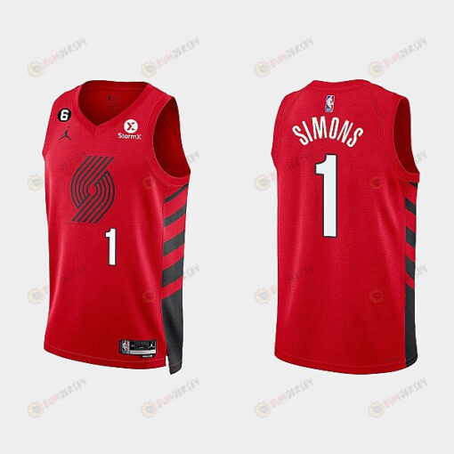 Portland Trail Blazers 1 Anfernee Simons 2022-23 Statement Edition Red Men Jersey