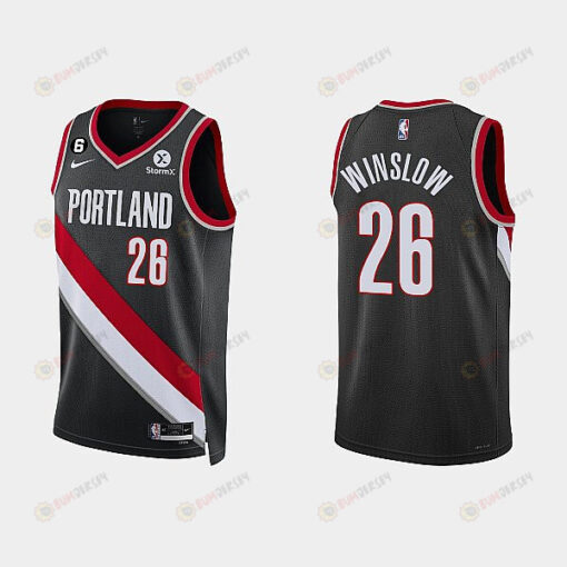 Portland Trail Blazers 26 Justise Winslow 2022-23 Icon Edition Black Men Jersey