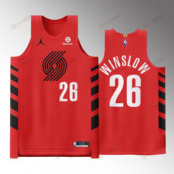 Portland Trail Blazers 26 Justise Winslow Red Jersey 2022-23 Statement Edition