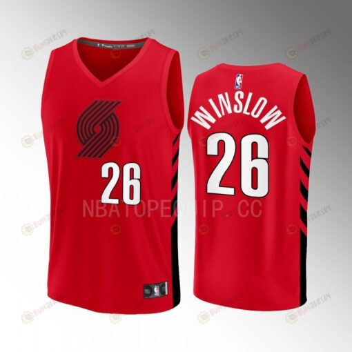 Portland Trail Blazers 26 Justise Winslow Statement Edition Men Jersey 2022-23 Fast Break Player Red