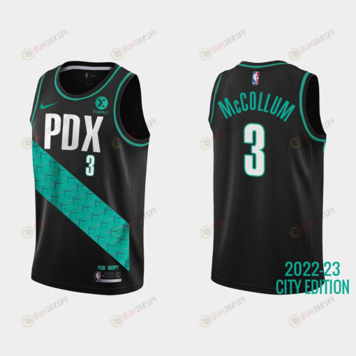 Portland Trail Blazers 3 C.J. McCollum 2022-23 City Edition Black Men Jersey