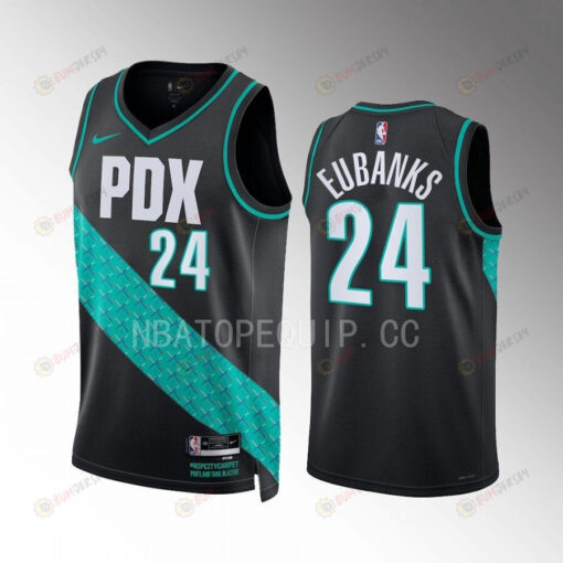 Portland Trail Blazers Drew Eubanks 24 2022-23 City Edition Black Jersey Swingman