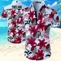 Portland Trail Blazers Red Lily Curved Hawaiian Shirt In White