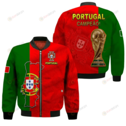 Portugal Champions World Cup 2022 Bomber Jacket Flag Champions Cup Pattern